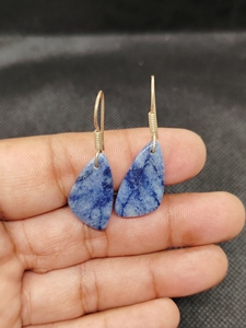 Pendientes Colgantes de Plata de Ley 925 Hechos a Mano con Ágata Azul para Mujer, Joyas de Lujo, Diseño de Joyería Único - Product Image 6