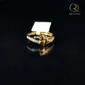 Beautiful gold ring with floral knot design and sparkling <b>stones</b> elegant stylish jewelry perfect for daily wear and gifting - Product Image 1
