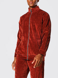 Elegante Chándal de Terciopelo Unisex de Dos Piezas con Sudadera con Cremallera y Pantalones Jogger de Corte Regular, Color Sólido, Opción de Logotipo Personalizado - Product Image 6