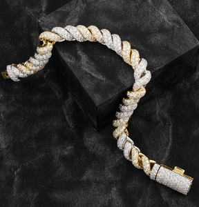 Bracelets en or bicolore 925 avec diamants Moissanite, bijoux fins pour hommes - Product Image 1