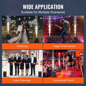 เครื่องพ่นประกายไฟเย็นแบบพกพา 700W ระบบ DMX ขั้นสูง ตัวควบคุมดอกไม้ไฟ ปรับความสูงได้ 6.6-16.4 ฟุต ไฟเวทีหน้าจอ LED - Product Image 6