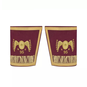 Broderie maçonnique artisanale sur mesure, 95e Degré Memphis Misraim, réglementation française, insigne brodé en velours bordeaux - Product Image 1