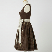 Robe traditionnelle allemande pour femmes, Dirndl marron respirant, longueur genou, manches courtes, taille naturelle, col carré, broderie personnalisée