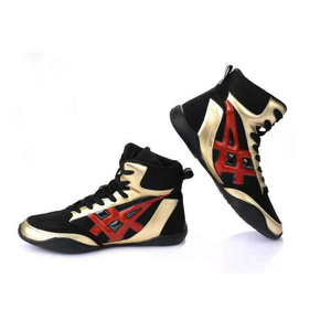 Chaussures de boxe montantes à lacets en similicuir noir, rouge et or, antidérapantes, pour l'entraînement, à prix abordable et avec service OEM ODM - Product Image 4