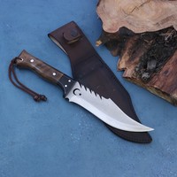 Couteau Bowie artisanal en acier inoxydable, fabrication OEM |   Couteau de survie et de camping avec lame à pointe clip et étui en cuir, 15 pouces