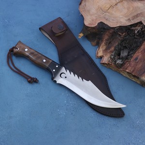 Cuchillo Bowie Hecho a Mano de Acero Inoxidable para Bricolaje |   Cuchillo de Supervivencia y para Actividades al Aire Libre con Funda de Cuero de 15 Pulgadas - Product Image 1