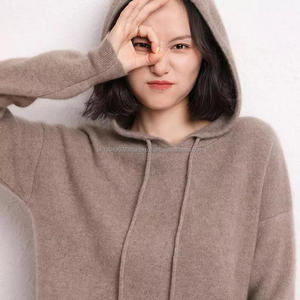 Pull à capuche en tricot épais d'hiver 100% coton de luxe pour homme, brodé, uni, teint - Product Image 6