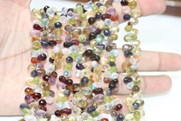 Perles facettées en pierres précieuses multiples, forme goutte, 6*9 mm, 8 pouces, pierres naturelles, forme goutte coupée sur le côté, pour la fabrication de bijoux, prix de gros