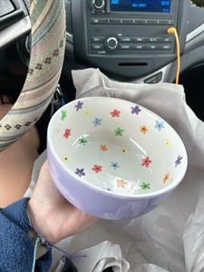 Luxury Ceramic Serving Bowl Elegant <b>Pink</b> Glazed Interior Floral Rim Detailing for Chic Table Presentation and Dining - Product Image 3