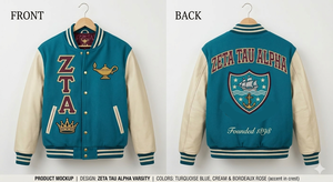 Zeta Tau Alpha Lettermen Jacket Vintage Bomber Jacket Varsity Jacket Sorority Greek <b>Line</b> jacket Greek Jackets Lettermen <b>Coat</b> - Product Image 3