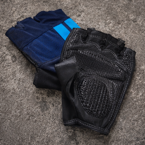 Guantes de Ciclismo de Medio Dedo, Material de Cuero, Transpirables, Antideslizantes, Cierre de Velcro, Diseño Panelado Azul y Negro para Hombre, Invierno - Product Image 6