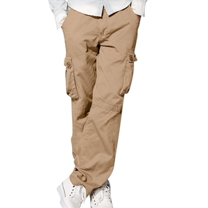 Pantalon cargo en coton léger multi-poches, couleur unie, style streetwear décontracté, nouvelle tendance quatre saisons, prix de gros - Product Image 1