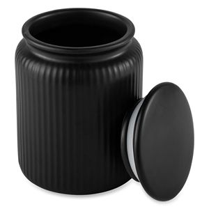 Set di 2 Barattoli in Ceramica Neri con Scanalature per Conservazione in Cucina, Capacità 815mL - Product Image 3