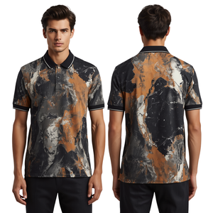Camiseta Polo con Estampado de Mármol para Hombre, Moda de Lujo - Product Image 1