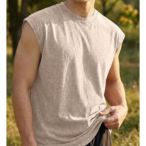 Wholesale Vintage Acid Wash Heavyweight Cotton Sleeveless Muscle Tee Curved Hem Gym <b>Tank</b> <b>Top</b> <b>Men</b> Streetwear - Product Image 6