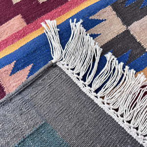 Ensemble de tapis tissés plats géométriques modernes faits à la main, coton teint en légumes naturels, style indien, directement fourni - Product Image 4