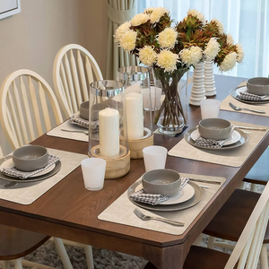 Leather <b>Rectangle</b> <b>Placemats</b> Non-Slip Beige Table Mats for Dining mats Oval <b>placemat</b> for dining - Product Image 5