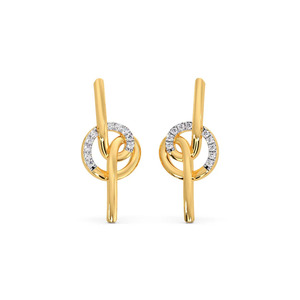 Golden <b>Infinity</b> Circle Diamond Drop <b>Earrings</b> - Product Image 1