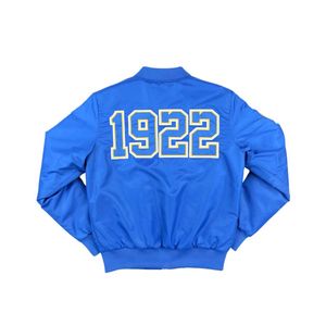 เสื้อแจ็คเก็ตบอมเบอร์ Sigma Gamma Rho SGRHO สีน้ำเงินรอยัล 100% โพลีเอสเตอร์ ปักลายตราสัญลักษณ์ กันน้ำ กันลม สำหรับชมรมนักศึกษากรีก - Product Image 2