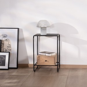 Mesita de noche Vandana Crystal Line en un estilo retro y elegante, hecha de madera de mango - Product Image 2