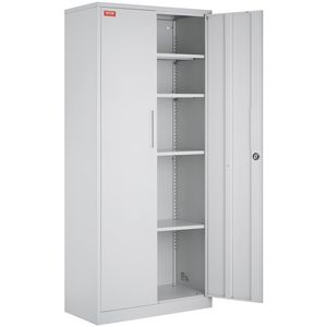 Armadio Metallico a 2 Ante con Chiusura in Acciaio, 4 Ripiani Regolabili, Capacità 71 Libbre, Scaffali per Garage con Capacità 200 Libbre - Product Image 1