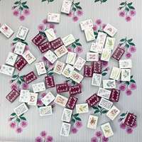 Jeu de Mahjong Miss Heirloom à motif floral américain, avec supports en bois rose, tapis de jeu pliable, portable, idéal pour les voyages et comme cadeau