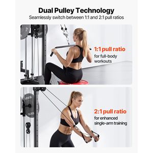 เครื่องออกกำลังกายแบบติดผนังปรับระดับความสูงได้ 18 ระดับ พร้อมสายเคเบิล 3-in-1 สำหรับฝึกกล้ามเนื้อหลังและระบบสายเคเบิลสำหรับยิมที่บ้าน - Product Image 2