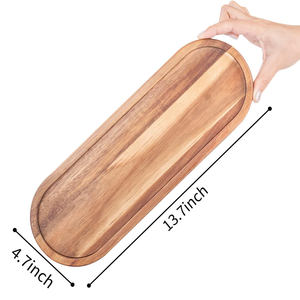 Plateau en bois d'acacia pour décor de comptoir de cuisine de ferme Assiette de rangement pour bouteille de savon parfum ou présentoir de restaurant utilisation de service - Product Image 4