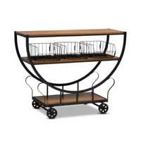 Chariot de bar en verre en forme de Z, doré et luxueux, avec grandes roues de chariot, chariot à vin roulant à 2 niveaux, élégant chariot de service pour boissons, idéal pour les hôtels