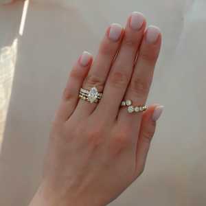 Bagues de fiançailles en or massif 14 carats avec diamant de laboratoire taille marquise, halo caché et pavé, pour demande en mariage, anniversaire, mariage - Product Image 6
