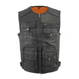 Léger grande taille hommes en cuir moto gilet respirant vêtements d'hiver hommes en cuir moto gilet - Product Image 1