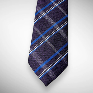 Cravate en polyester à carreaux violets pour homme |   Cravate élégante de créateur, formelle, pour affaires, mariage, fête, classique, à carreaux, cadeau pour homme - Product Image 2