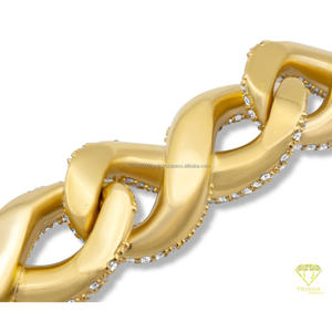สร้อยข้อมือโมอิสซาไนต์แบบโซ่คิวบาหนักพิเศษ ประดับด้วยพลอย VVS ฝังด้วยมือ และดีไซน์เครื่องประดับฮิปฮอปสีทองเหลือง - Product Image 2