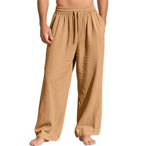 Men's Loose Cotton Linen <b>Trousers</b> Spring Autumn Lightweight Breathable Linen Casual Pants Loose Fit <b>Drawstring</b> <b>Trousers</b> - Product Image 2