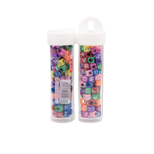 Perles lettres Ilan 6x6mm 15g Tube Perles alphabet colorées pour la création de bijoux - Product Image 1