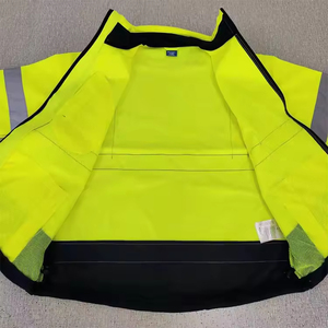 <b>Mens</b> High Visibility Security <b>Jacket</b> <b>Reflective</b> Stripe Safety Workwear with Zip Closure and Customizable Logo - Product Image 2