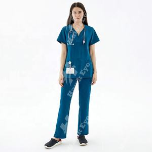 Gommage pour femmes haut de gommage avec pantalon de survêtement de Yoga à col en v classique ensemble de gommage uniforme d'allaitement médical - Product Image 1