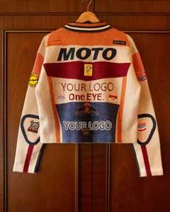 เสื้อสเวตเตอร์ไหมพรมพิมพ์ลาย Moto French Terry แบบซิป ผู้ชาย ทรงโอเวอร์ไซส์ คอกลม ระบายอากาศได้ดี ผ้าฝ้าย 100% สไตล์ฤดูหนาว - Product Image 4