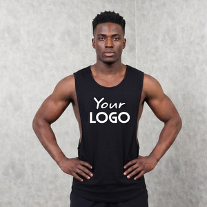 Solid Color Custom Smart Casual Ribbed Gym Tank <b>Top</b> Men Logo Sleeveless Workout Fitness Vest Cotton / Bamboo Fiber Knitted - Product Image 4