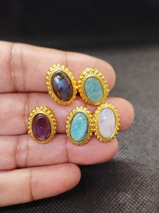 Connecteurs en laiton avec pierres précieuses naturelles pour la fabrication de bijoux |   Maillons de lunette en laiton |   Composants de bijoux en gros - Product Image 4