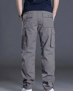 Custom Logo Loose Practical Cargo <b>Jeans</b> Men Multi Pockets Contrast Stitch Flare <b>Jeans</b> Men Denim Cargo Pants - Product Image 3
