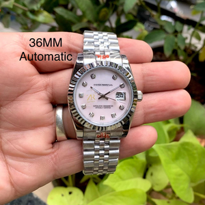 นาฬิกากลไกอัตโนมัติสุดหรูขนาด 36 มม. ขอบหน้าปัดแบบมีร่อง หน้าปัดเพชรสีชมพู กระจกแซฟไฟร์ รุ่นลิมิเต็ดอิดิชั่นคุณภาพสูง - Product Image 2