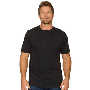 Camiseta Negra de Algodón de Corte Regular con Cuello Redondo, Camisetas Lisas de Algodón Jersey para Hombre, Camiseta de Manga Corta, Talla Grande - Product Image 1