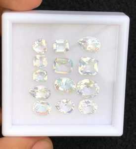 Natural <b>Rainbow</b> Moonstone Faceted Lot Blue Flash Madagascar Loose Gemstones For Jewelry Making Supply - Product Image 1