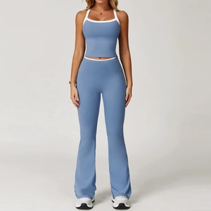 Yoga <b>Set</b> - Color-Contrasting Crossed Back Tight Yoga Clothes for Women - Running Fitness and Sports <b>Set</b> - Product Image 3