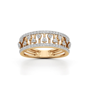 Bague d'éternité en or 18 carats et diamants pour femme, bijoux de mariage géométriques de luxe - Product Image 1