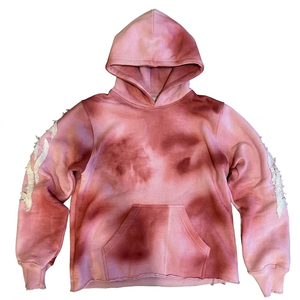 Sudadera con Capucha Oversize Tie-Dye Rosa de Algodón Afelpado con Bolsillos, Diseño Casual Unisex para Otoño - Product Image 1
