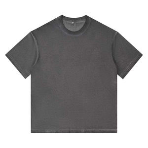 Camiseta Vintage de Algodón 100% para Hombre, Estilo Oversize, Lavado Ácido, Color Liso, Alta Calidad - Product Image 1