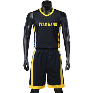 Ensemble de maillots et shorts de basketball pour hommes, personnalisable avec nom et numéro, respirant, anti-humidité, protection UV, imprimé par transfert thermique, grandes tailles - Product Image 6