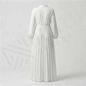 Robe Abaya musulmane pour femmes, 100% polyester, décontractée, grande taille, design floral d'été, plissée, boutonnée, couleur personnalisée, nouvelle - Product Image 2